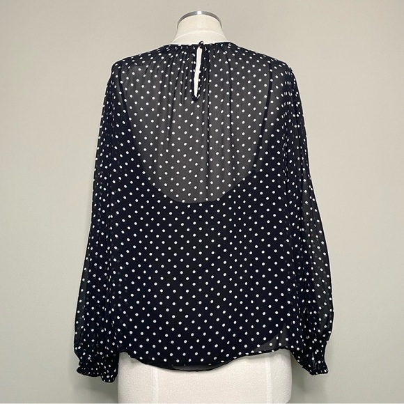 J.Crew Puff Sleeve Polka Dot Top in Lightweight Chiffon, Size Large - Picture 7 of 16